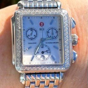 MICHELE Deco Stainless Diamond Watch